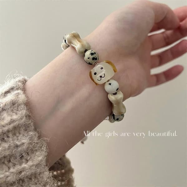 Retro Stil Sød Hundevedhæng Justerbar Vævet Armbånd