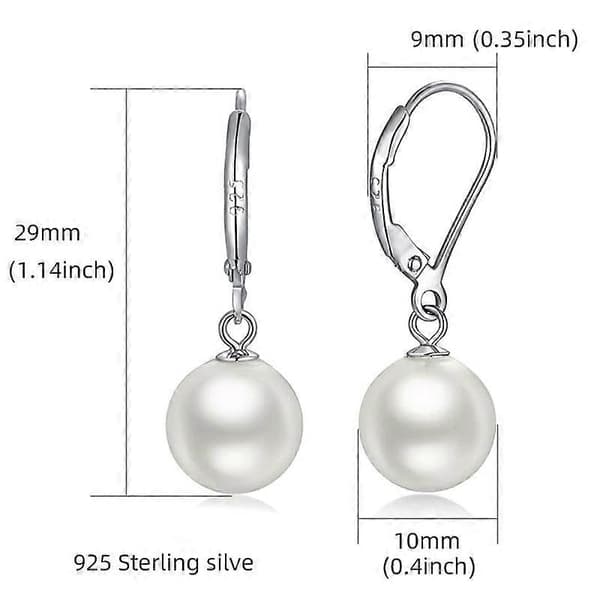 Handplockade odlade pärlörhängen Leverback Dangle Stud Pärlörhängen, 9 mm
