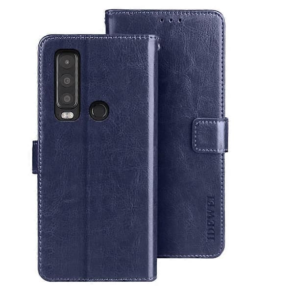 IDEWEI Crazy Horse Läder Flip Telefonfodral Plånboksfodral för Cat S75 5G (Mörkblå, Mörkblå)
