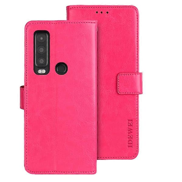 IDEWEI til Cat S75 5G Crazy Horse Læder Flip Telefon Etui Wallet Case (Pink, Rose Rød)