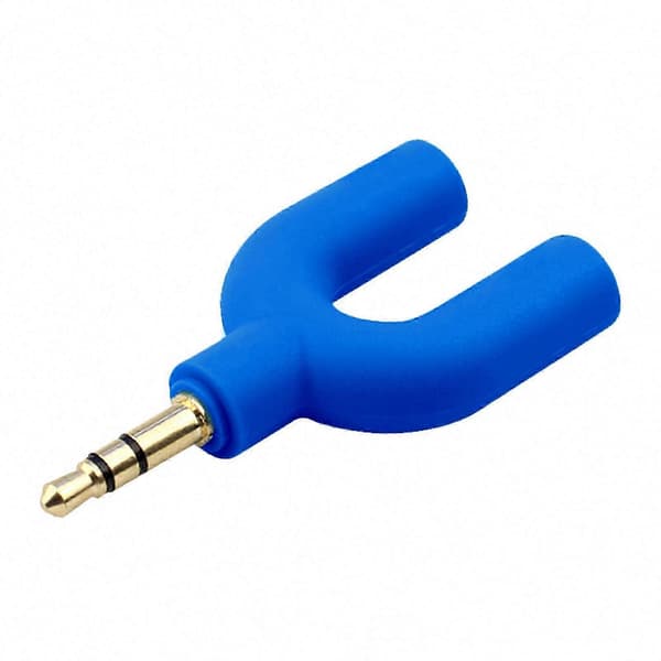 3,5 mm hodetelefon splitter 1 hann til 2 hunn o Jack-adapter for rask deling (blå)