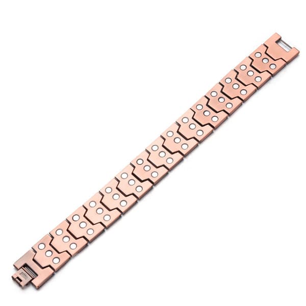 Magnetisk armbånd med ekstra styrke for menn, kobberarmbånd for menn, solid kobberlenkearmbånd