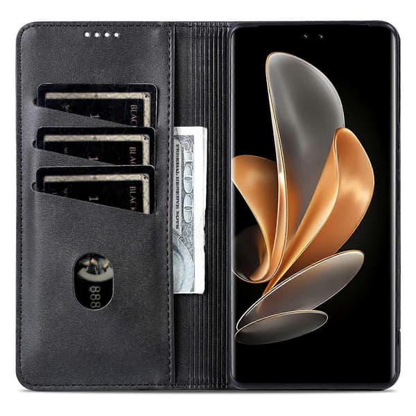 AZNS til Huawei nova 13 Pro 5G Mobiltelefon Cover Ko Læder Tekstur PU Læder Wallet Telefon Cover - Sort (Sort)