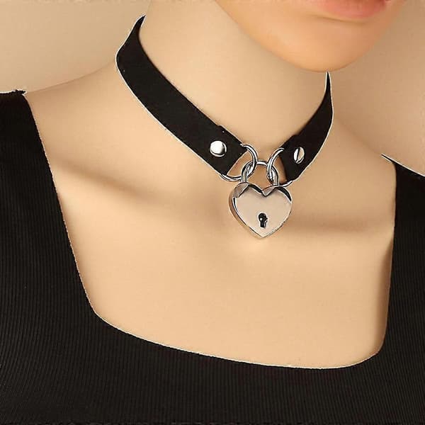 Sydänriippulukko Choker Kaulakoru Avaimilla Naiset Cosplay Choker