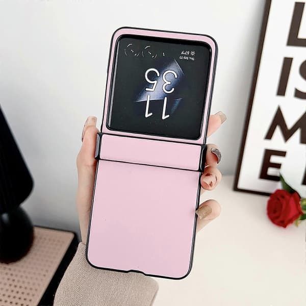 Motorola Razr 40 Ultra Solid Lærtekstur Tre-seksjons Telefondeksel (Rosa)
