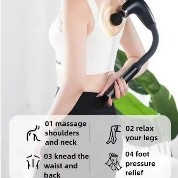 Rocuma Massagehammer, 9 hastighedsniveauer, 4 tilbehør, dybdegående massagepistol (sølvfarvet)