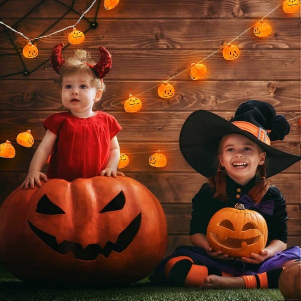 Halloween Pumpa Ljusslinga 3 meter 20 Lampor för Rums- och Trädgårdsdekoration
