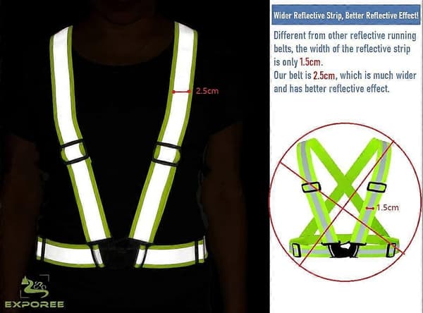 2 stk. Justerbart Refleksbælte Løbe Sikkerhedsvest Taljebælte Høj Synlighed til Udendørs Jogging