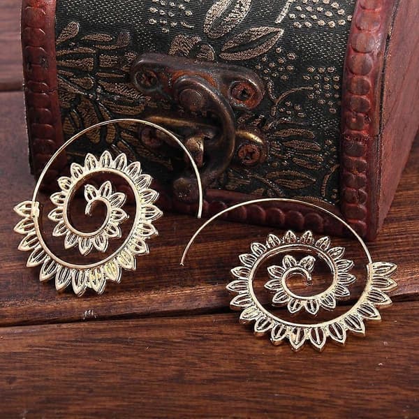 Mode Silver Guldpläterade Runda Spiral Krok Örhängen för Kvinnor Bröllopssmycken, set med 2 par - silver, guld