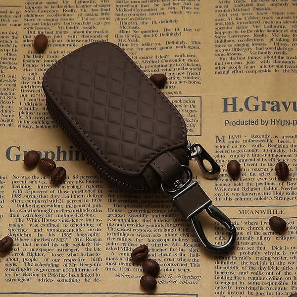 Nøgleholder Taske Pung Cover Etui Krog Lynlås Mini Møntlomme, kaffefarve