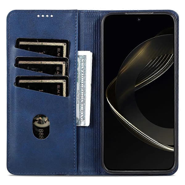 AZNS Fodral för Samsung Galaxy S25+ Mobilskal Kohud Textur PU Läder Plånboksfodral - Blå (Blå)