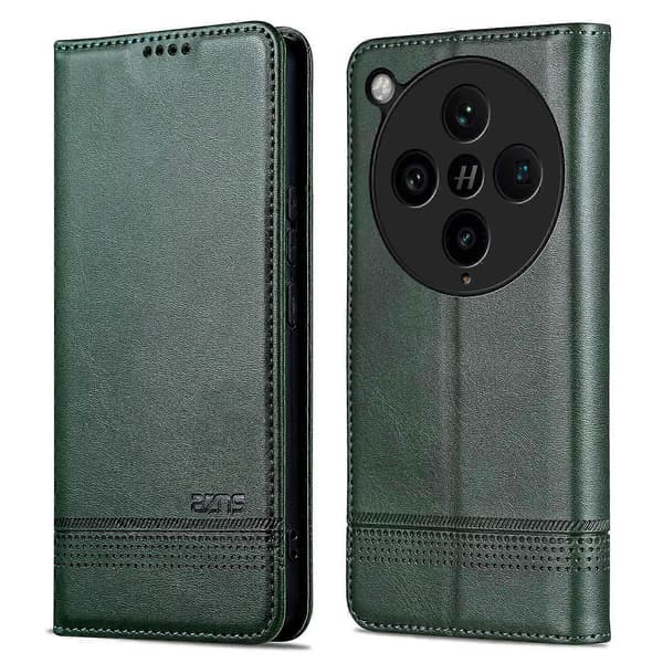 AZNS för Oppo Find X8 Pro 5G Mobilskal Kohud Textur PU Läder Plånbok Mobilskal - Grön (Grön)