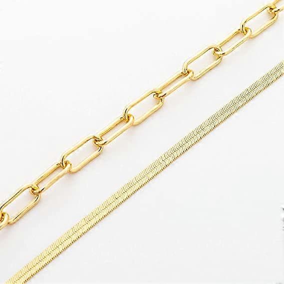 Link Lagdelt Halskæde Guld Lagdeling Papirclips Kæde Choker til Kvinder