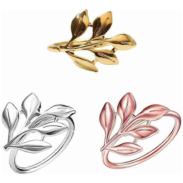 Servietringe Sæt Blad Servietringe Metal Servietknap til Jul Thanksgiving Bryllupsfester Pynt Bord Guld Dekoration 6 stk