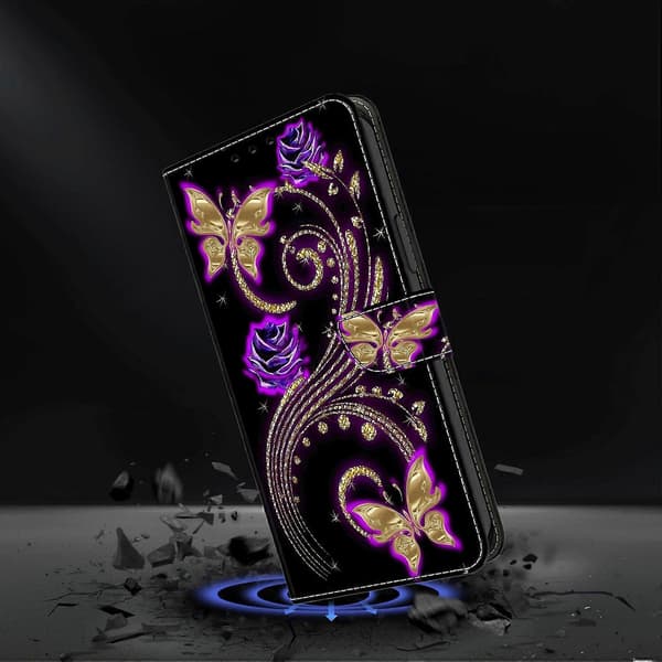Mobilskal för Galaxy A52 4G (lila blommor/fjäril)