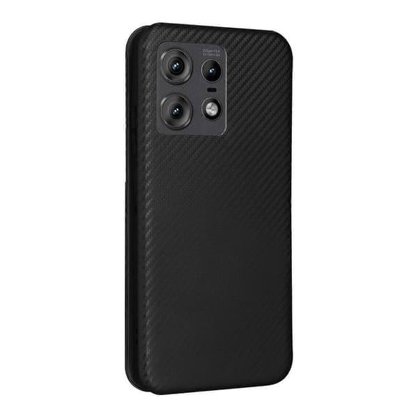 Flipfodral med kolfibertextur (Svart, för Motorola Edge 50 Pro)
