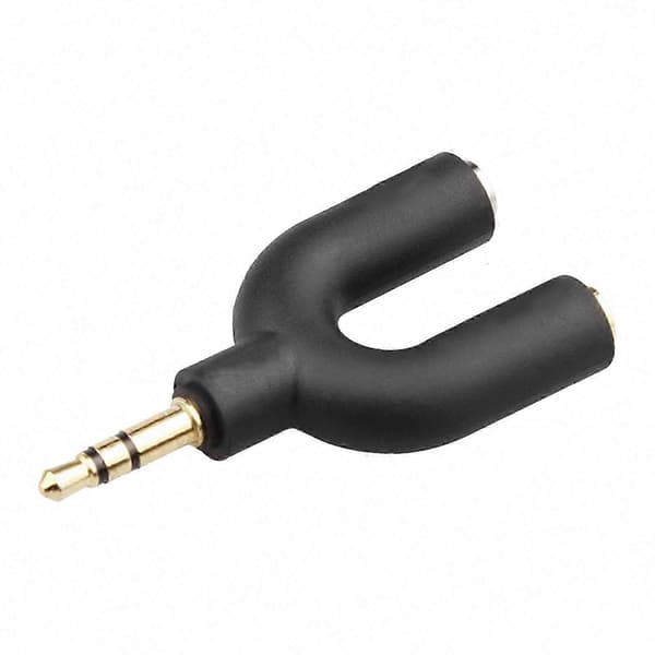 3,5 mm hodetelefon splitter 1 hann til 2 hunn o Jack-adapter for rask deling (svart)