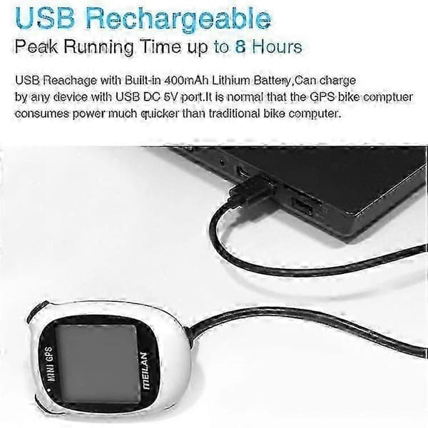 MEILAN M3 Mini GPS Cykelcomputer IPX5 Vandtæt Smart Speedometer med 1,7 Tommer Display (Hvid)