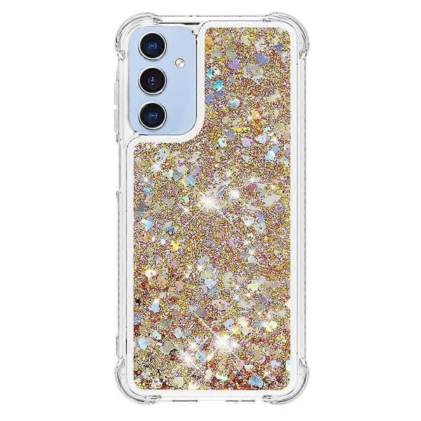 For Samsung Galaxy A16 5G/Galaxy A16 4G TPU Telefondeksel Glitter Flytende Sand Støtsikkert Bakdeksel (Gull/Hjerteform)