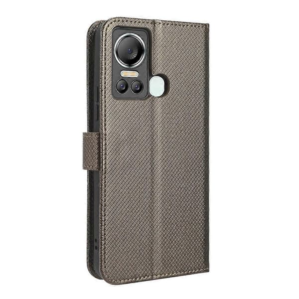 Diamanttexturerat läderfodral för Itel S18 S663L (Brun)