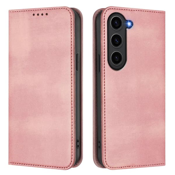 Plånboksfodral för Samsung Galaxy S23 Vintage Textur RFID Läder Telefonfodral (Rosa)