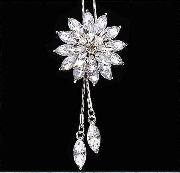 Rhinestone Lotus Blomster Vedhæng Lang Halskæde til Kvinder Sweater Kæde Statement Halskæde Choker