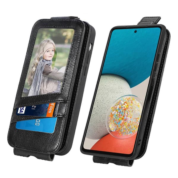 Lynlås Wallet Lodret Flip Læder Telefon Cover til Samsung Galaxy A53 5G (Sort)
