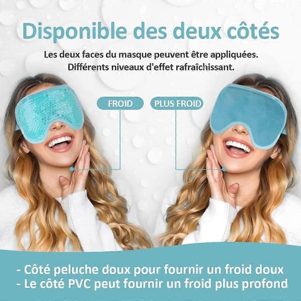 2-pack kall ögonmask, svullnadsgelmask, mörka ringar, migrän, återanvändbar, blå