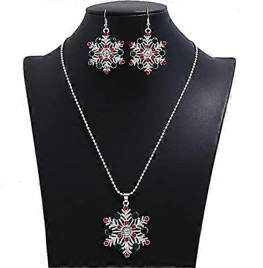 Snefnug Øreringe Halskæde til Kvinder Snefnug Vedhæng Halskæde Snefnug Dingle Øreringe Lange Rhinestone