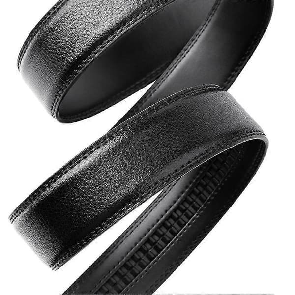 Herrspännefritt läderbälte 36MM, Spännefritt läderbälte Ersättning Svart