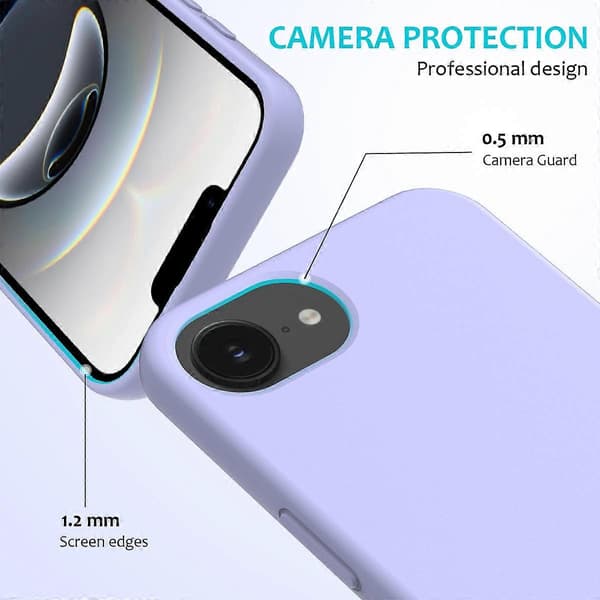 För iPhone 16e mobiltelefon skal anti-dropp flytande silikon mjukt foder baksida - lila (lila)