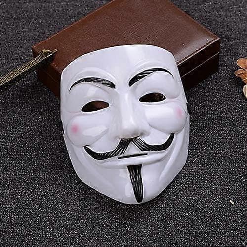Guy Fawkes Mask - V för Vendetta Anonym Hacker Cosplay Party Mask Vit)