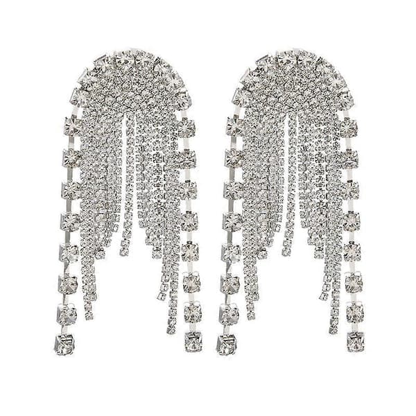 Lange Kvaster Rhinestones Øreringe Brude Lysekrone Drop Dingle Øreringe Glitrende Krystal Fringe Øreringe til Bryllup Prom