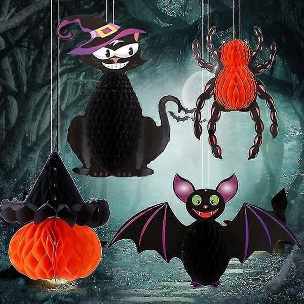 2-pakning Halloween Papirkuler for Høytidsdekorasjon