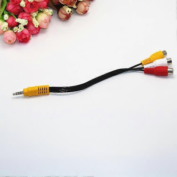 3 stk. Sort 3,5 mm hanstik til 3 RCA hunadapter Audio Video kabel, 22 cm
