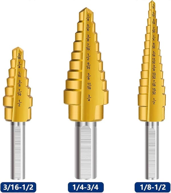 Kappbor Step Cone Bor Rett Pagode Bor Punkt HSS Step Bor Metall Metallboks Hull (Farge: 3 stk med pose)
