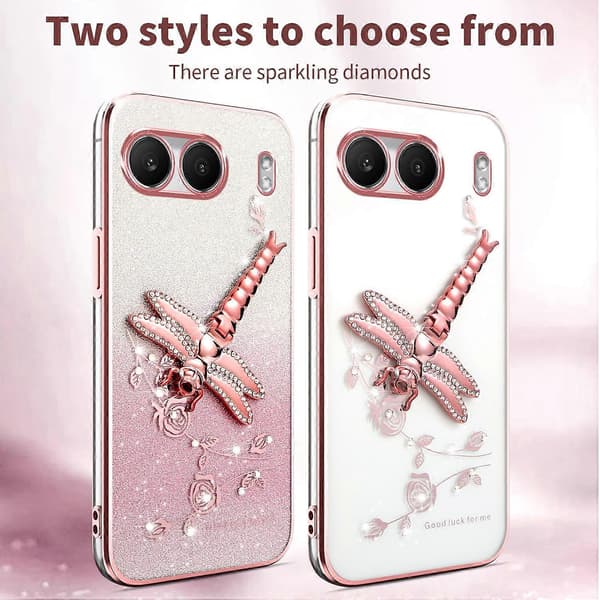 KADEM deksel til OnePlus Nord 4 mobiltelefon, sommerfuglstativ, TPU blomst glitter deksel - blå (blå)