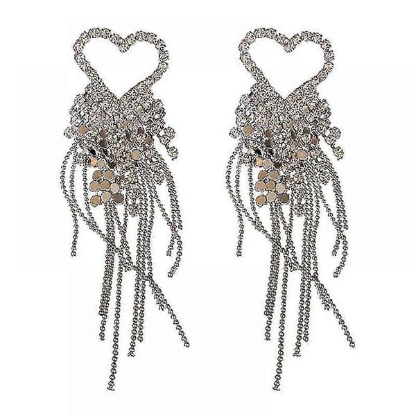 Krystall Dråpe Øredobber For Kvinner Lange Dusker Rhinestone Hengende