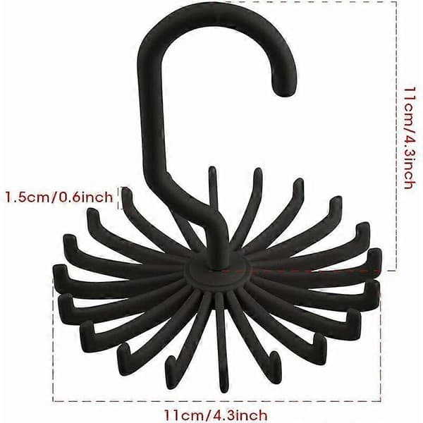 Slips Holder, 360 Drejelig Slips Holder med 20 Kroge Rem til Mænd Justerbar Slips Organizer (Sort Slips Klips (11 x 11 x 12CM))