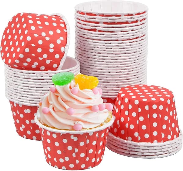 Pakke med 50 papirkageforme, cupcakeforme, papir cupcake liners (rød)