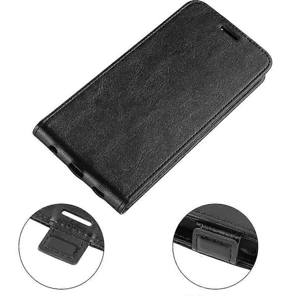 Til HMD Skyline Telefon Cover med Kort Slot Vertikal Flip Læder Telefon Cover - Sort (Sort)