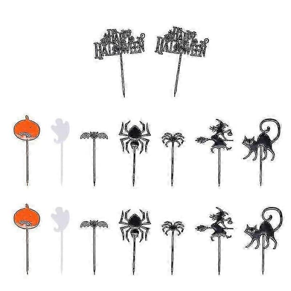 40 stk. Halloween-pinner, fruktpinner i plast, cupcake-dekorasjon, festutstyr