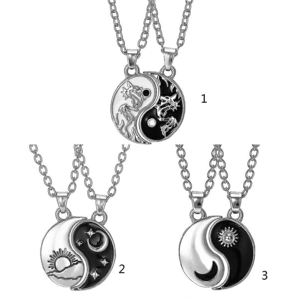 Yin Yang Anheng Halskjede Tai Chi Sammenføyningshalskjede Sol Måne Matchende Halskjede