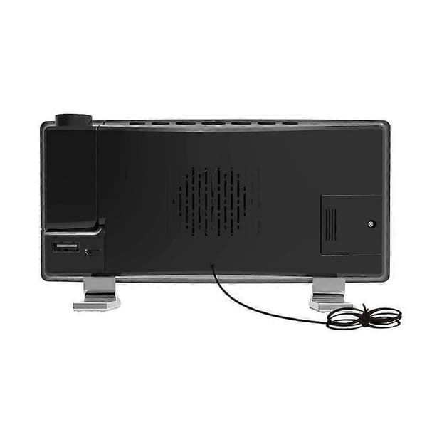 Projektionsväckarklocka med FM-radio USB-laddning LED Digital Dubbel Väckarklocka för Sovrum (Blå, Blå Bokstäver)