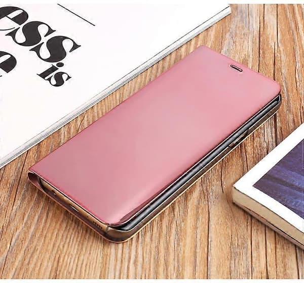 Til Samsung Galaxy S8 Plus G955 Spejlbelagt Læder Stand Case Smartphone (Pink Guld, Rosaguld)