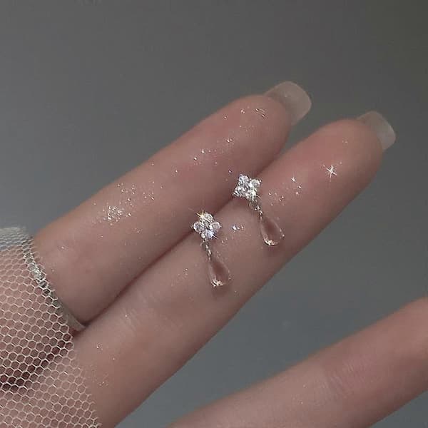 Dam Mode Färgglada Diamant Vattendroppe Örhängen Smycken