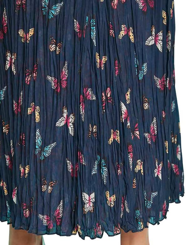 Amber | Damer | Vendbar Sommerkjole Blomstret 2-i-1 (Navy Sommerfugl Print, 14 Lang)