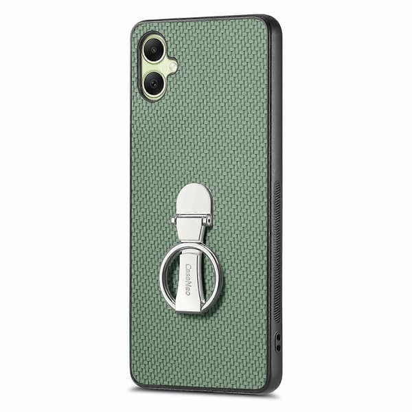 CASENEO C1-19 för Samsung Galaxy A06 Mobilskal Vikbart Ställ Läder Baksida Kolfibertextur (Grön)