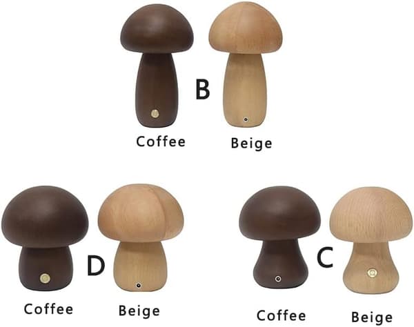 Nattlampa i massivt trä med svampdesign
