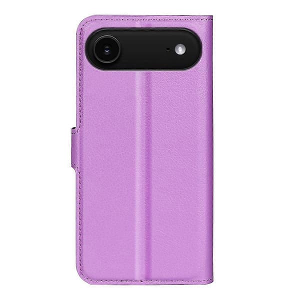 För iPhone 17 Air Skal Litchi Textur Stötsäkert Läder Plånboksfodral (Lila, Lila)